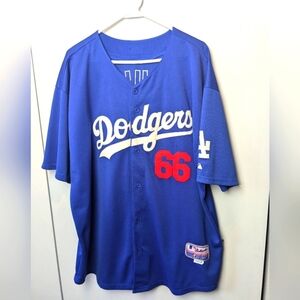 MAJESTIC Dodgers #66 Puig Yasiel Jersey Size 54 (XL) Blue, White And Red